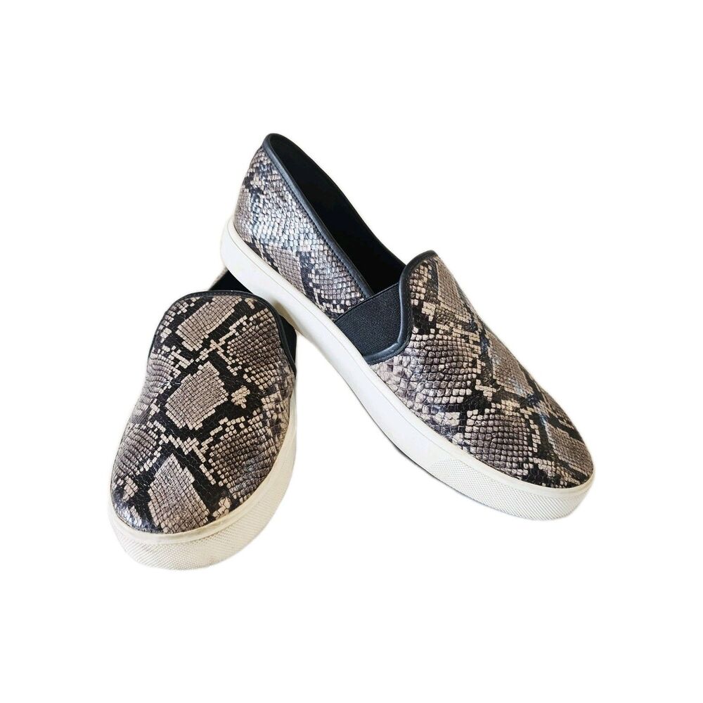 Vince Snakeskin Print Leather Slip-On Skate Sneakers Sz 7.5